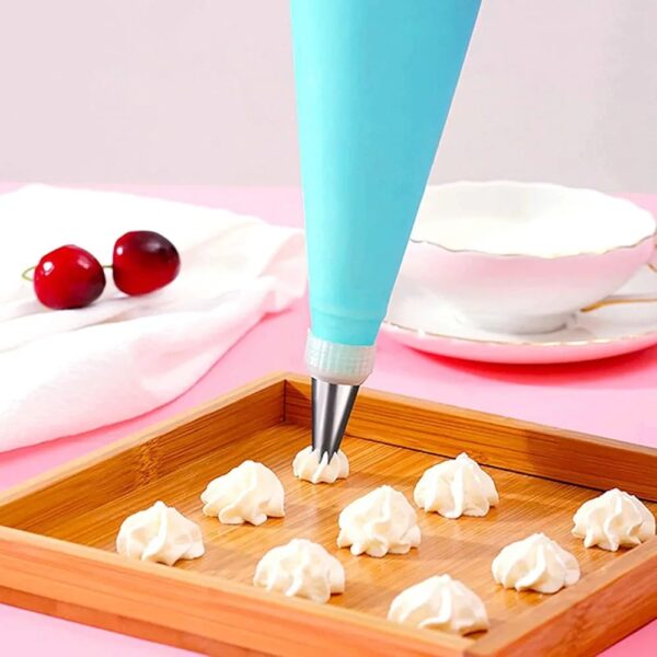 13 Pcs Steel Nozzles with Reusable Silicone Bag & Coupler – Cake Decorating Set