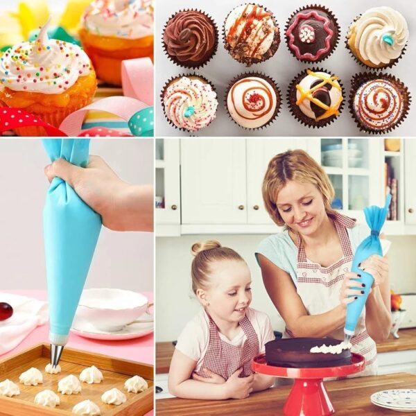 13 Pcs Steel Nozzles with Reusable Silicone Bag & Coupler – Cake Decorating Set - Image 4