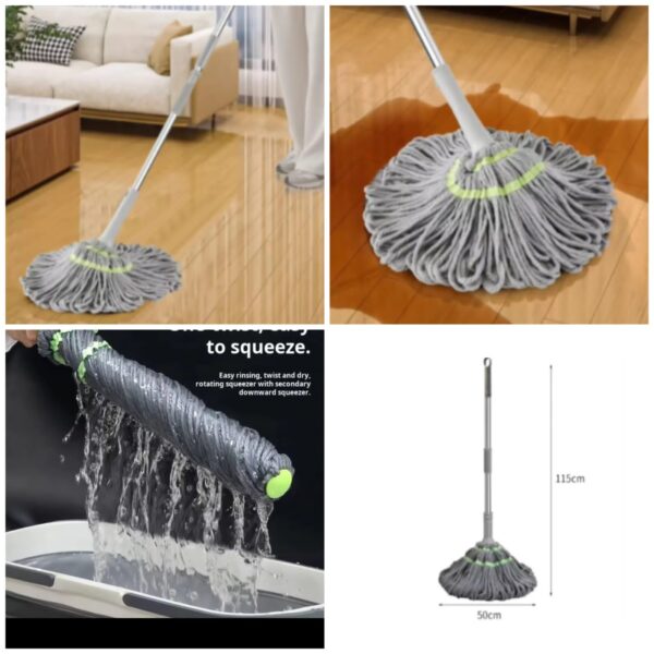 Magic Twist Mop - Easy Squeeze, 360° Rotating, Super Absorbent Cleaning Mop